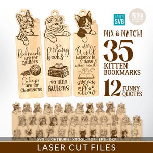 Katzenrassen Lesezeichen mit lustigen Zitaten Laser bereit SVG Schnitt Dateien Bundle. Glowforge, Lightburn und XTool werden unterstützt.