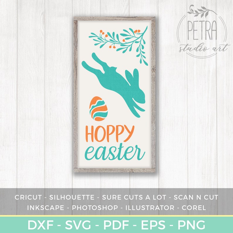 Hoppy Easter SVG Cut File for Easter Sign. With Bunny and Easter Egg. A ...