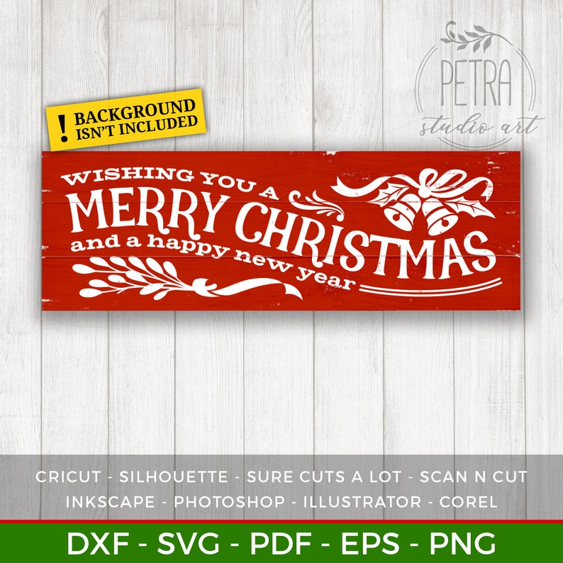 Download Wishing You a Merry Christmas Sign SVG Cut File for Rustic ...
