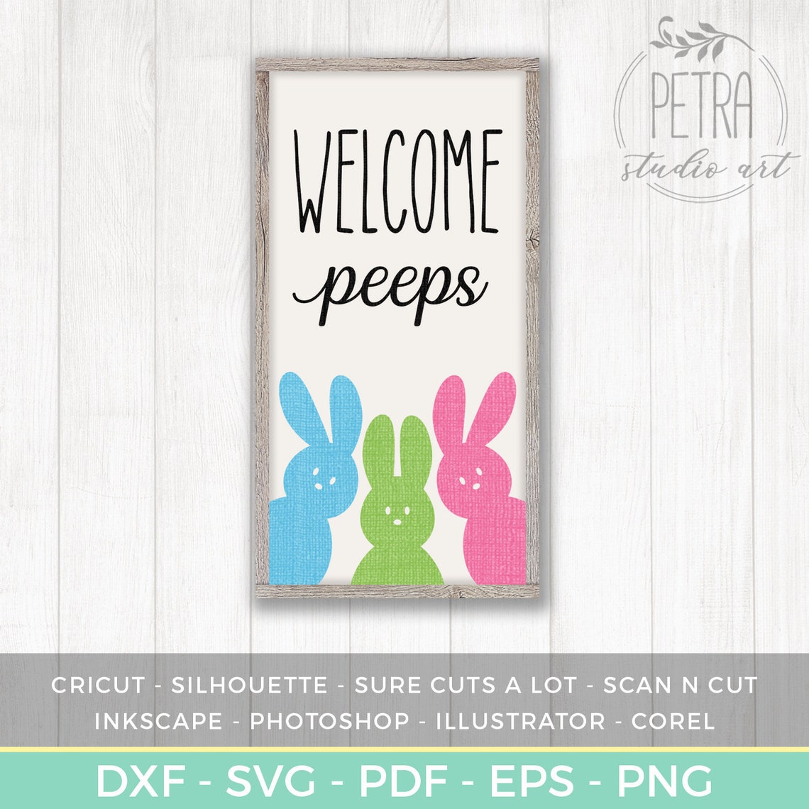 Peeps Sign Welcome Peeps Sign SVG Cut File for Easter Sign. A Rustic Modern ...