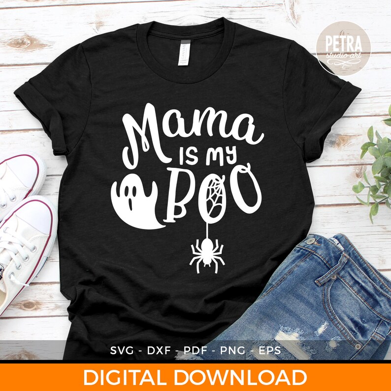 Download A Halloween SVG. Mama Is My Boo SVG Cut File With Ghost | Etsy