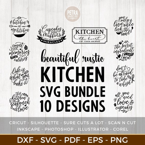 Kitchen Svg Bundle Of 10 Designs Great For Sign Towel Or Pot Etsy