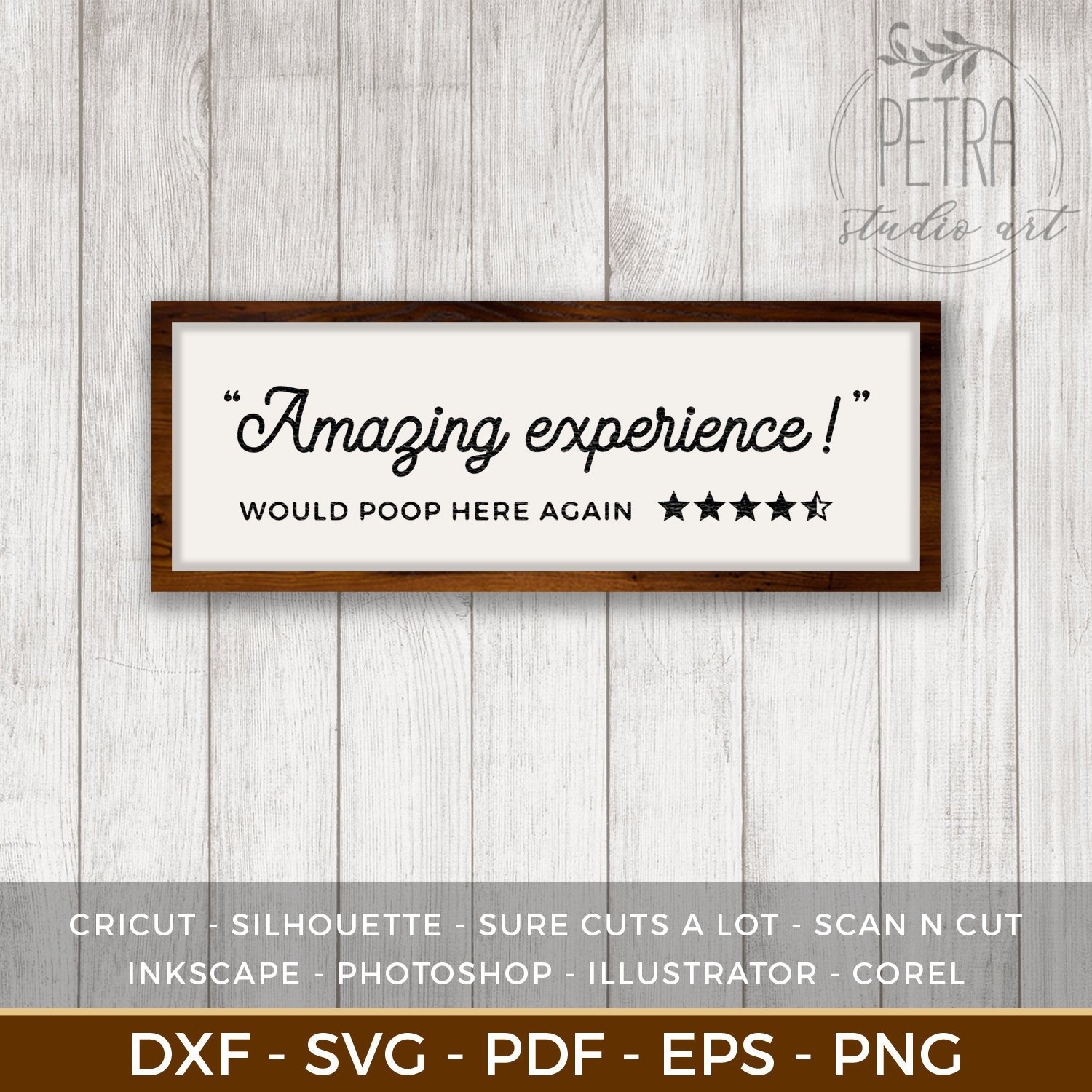 Funny Bathroom Sign Saying Would Poop Here Again SVG Cut File for Rustic Ba...