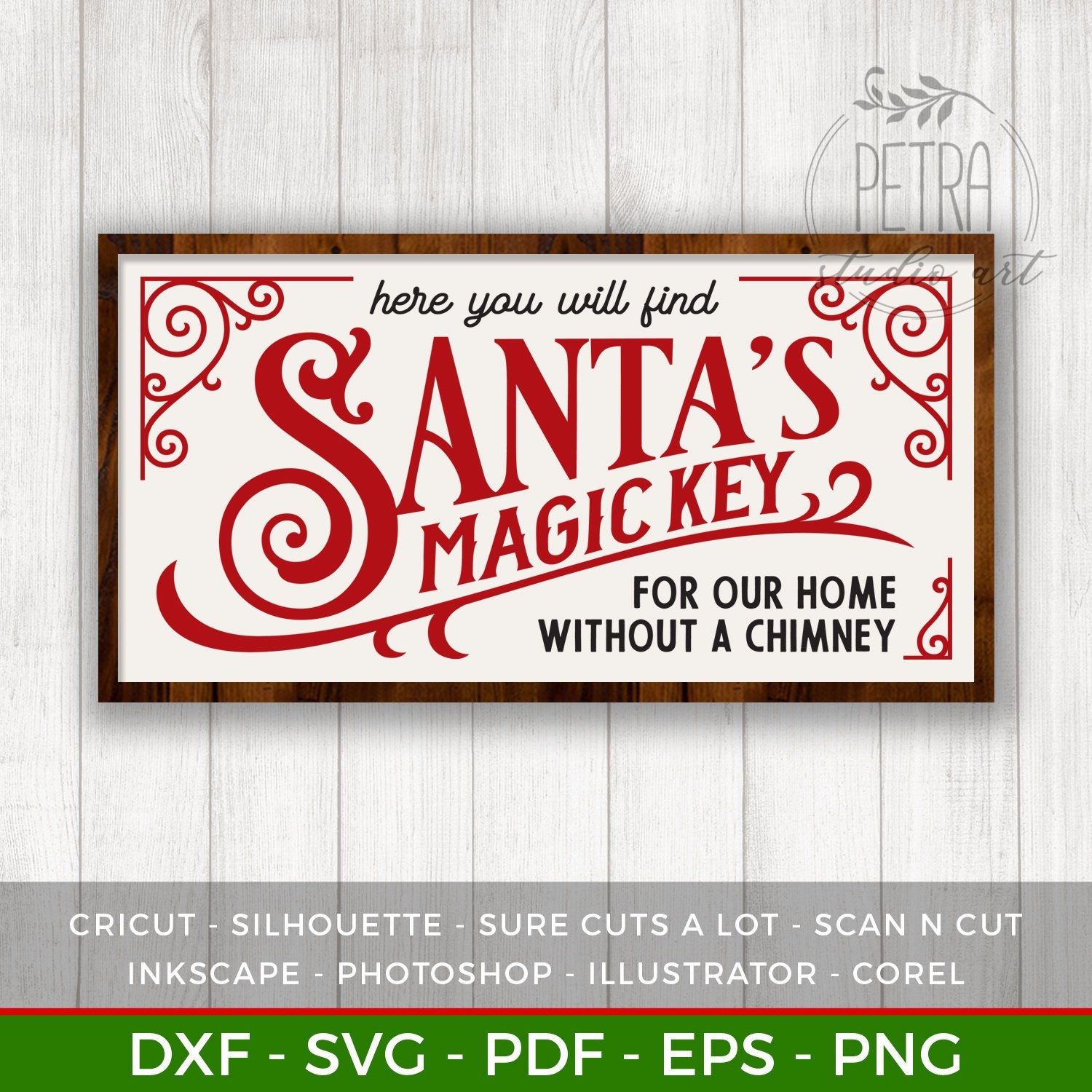 Download Santa's Magic Key SVG Cut File for Rustic Christmas Home ...