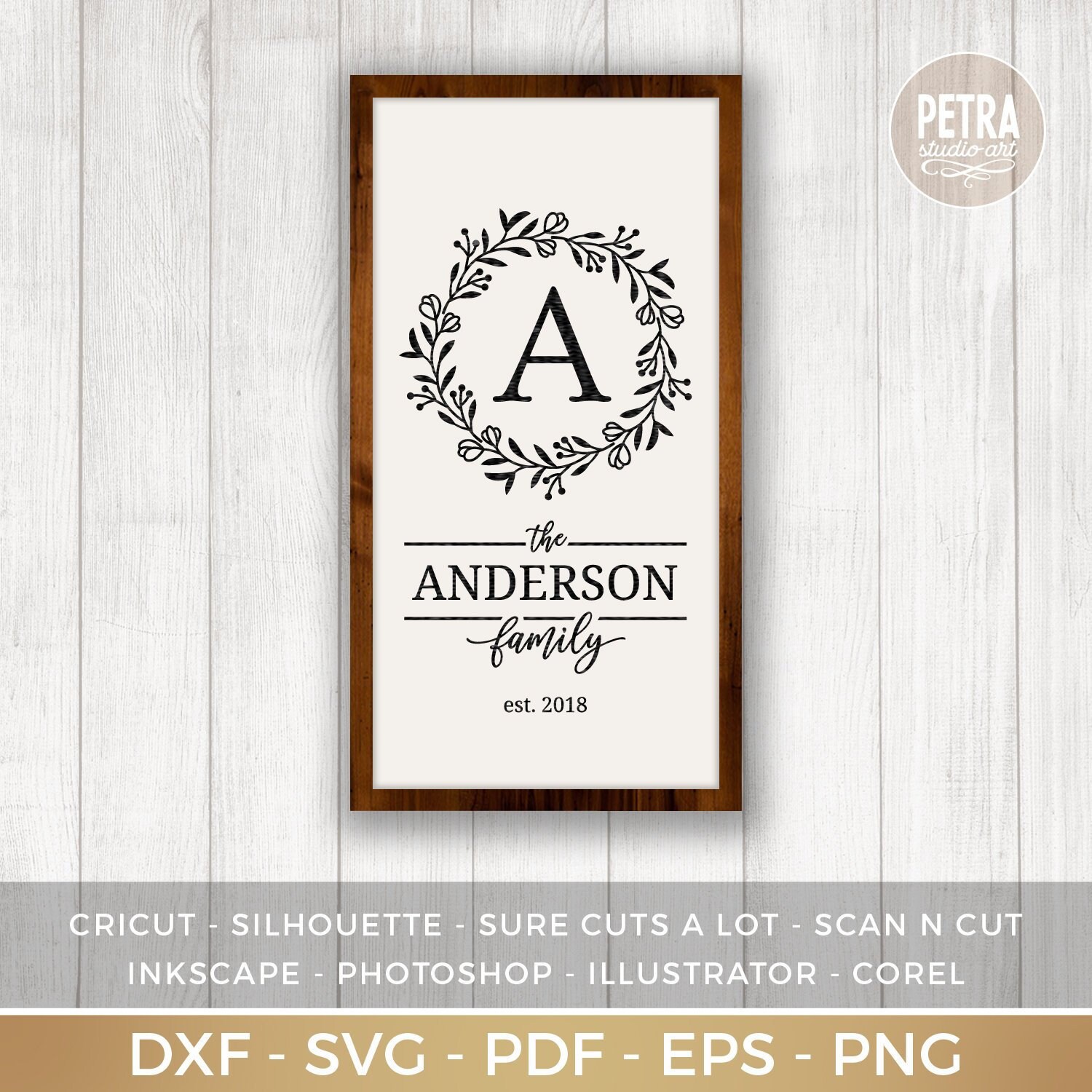 Family Last Name Letter with Spring Floral Wreath SVG Cut Etsy
