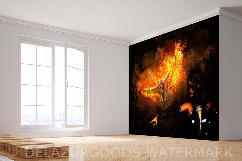 Wall Decal DeLazurGoods Wall Mural Firebird Wallpaper Peel and Stick Removable