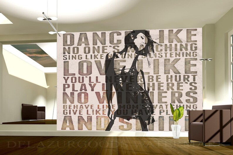 Removable Dance Shadow Wallpaper Wall Mural DeLazurGoods Wall Decal Peel and Stick