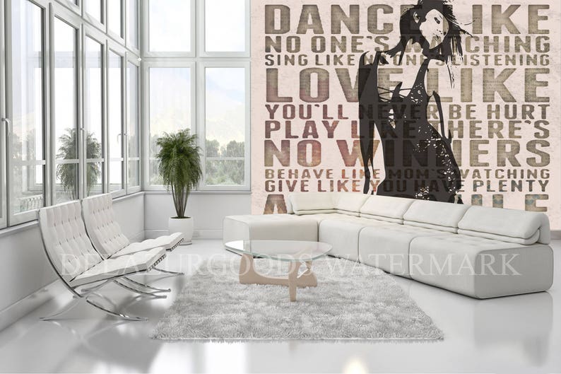 Removable Dance Shadow Wallpaper Wall Mural DeLazurGoods Wall Decal Peel and Stick