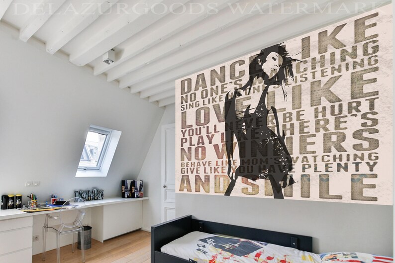 Removable Dance Shadow Wallpaper Wall Mural DeLazurGoods Wall Decal Peel and Stick
