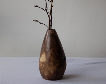 Vase japonais en bois fabriqué à la main l Bougeoir l Élégance scandinave pour des fleurs modernes