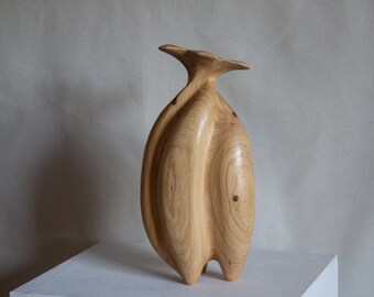 Grand vase en bois fabriqué à la main, grand vase Wabisabi, vase en bois pièce maîtresse, vase scandinave