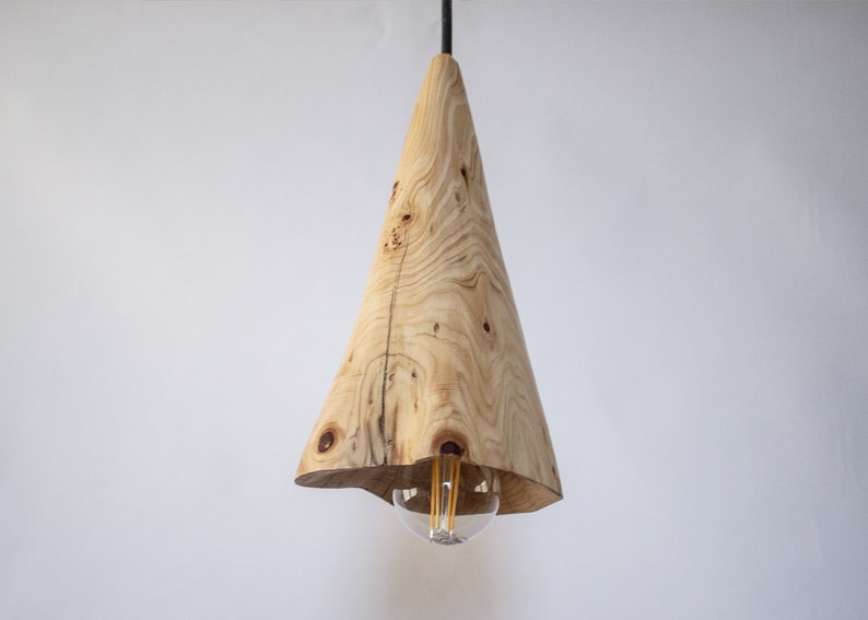 Plug in Wooden Lamp, Pendant Light, Rustic Wooden Hanging Lamp, Scandinavian Lamp image 1