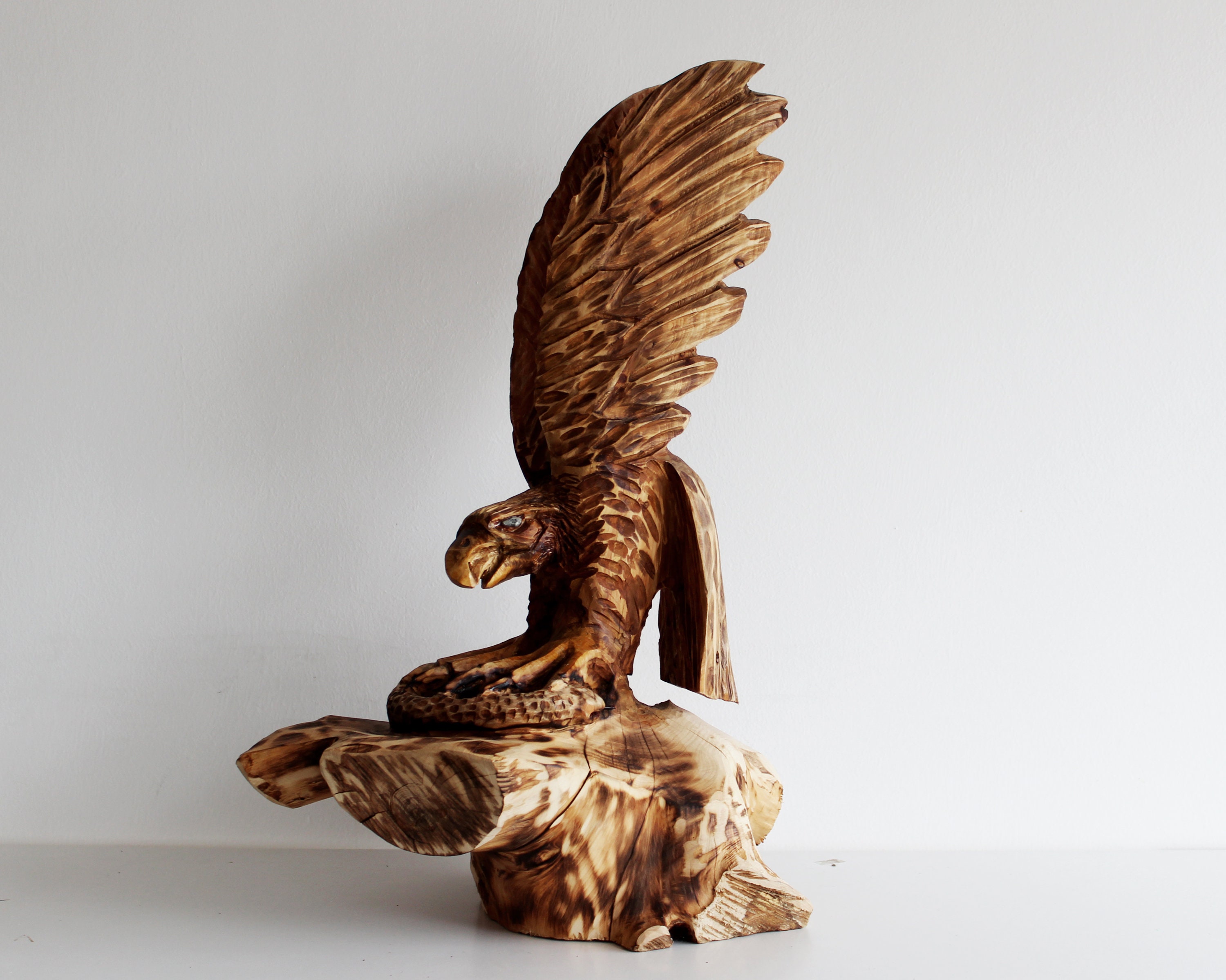 Großer Holzadler handgeschnitzter Holzadler Skulptur Adler | Etsy