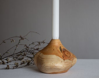 Wood Candle Holder or Bud Vase, Organic Shape Candlestick, Wood Scandinavian Candle Stick Holder, Wooden Candlestick Holder