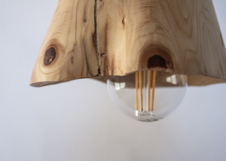 Plug in Wooden Lamp, Pendant Light, Rustic Wooden Hanging Lamp, Scandinavian Lamp image 5