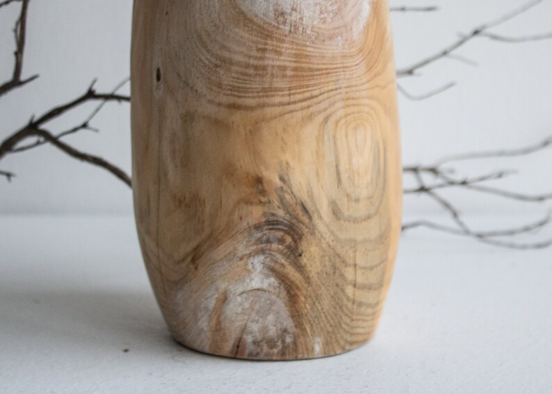 Gran jarrón de madera contemporáneo, diseño único para jarrón de madera para diseño interior mínimo, jarrón de estilo nórdico para flores imagen 6