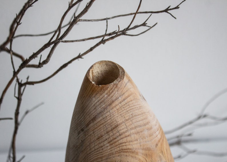 Gran jarrón de madera contemporáneo, diseño único para jarrón de madera para diseño interior mínimo, jarrón de estilo nórdico para flores imagen 3