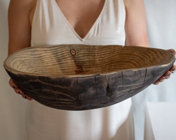 Large Handmade Wood Bowl, Decorative Wood Bowl, Hand Carved Bowl, Wood