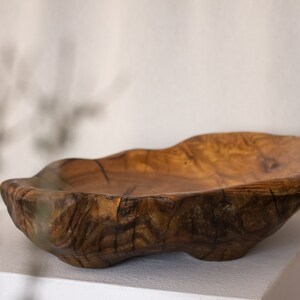 Hight Quality Wooden Fruit Bowl Handmade Large Decorative Bowl, Artisan Rustic Wood Carved Bowl image 4