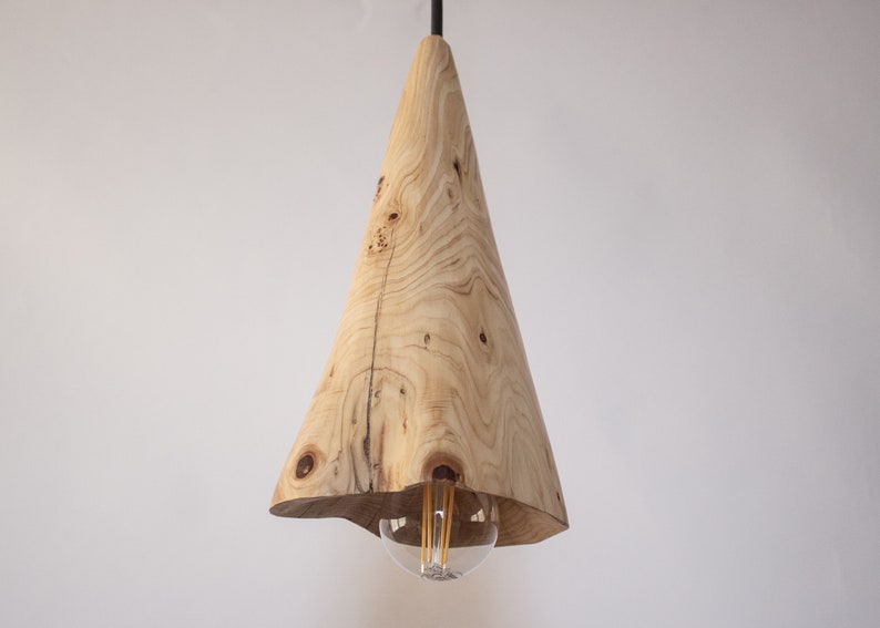 Plug in Wooden Lamp, Pendant Light, Rustic Wooden Hanging Lamp, Scandinavian Lamp image 2