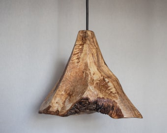 Suspension plafonnier en bois à brancher, abat-jour en bois fabriqué à la main, lampe à brancher au plafond unique, lampe à brancher au plafond en bois
