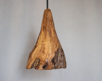 Plug-In Pendant Light, Wooden Hanging Lamp, Bedside Hanging Lamp, Handmade Wooden Lampshade, Sculptural Ceiling Lamp,  Minimalistic Light