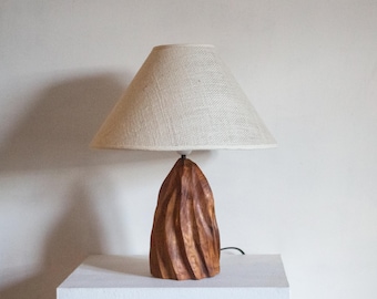 Handmade Eucalyptus Wood Table Lamp: Modern Bedside Desk Light