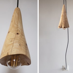 Plug in Wooden Lamp, Pendant Light, Rustic Wooden Hanging Lamp, Scandinavian Lamp image 3