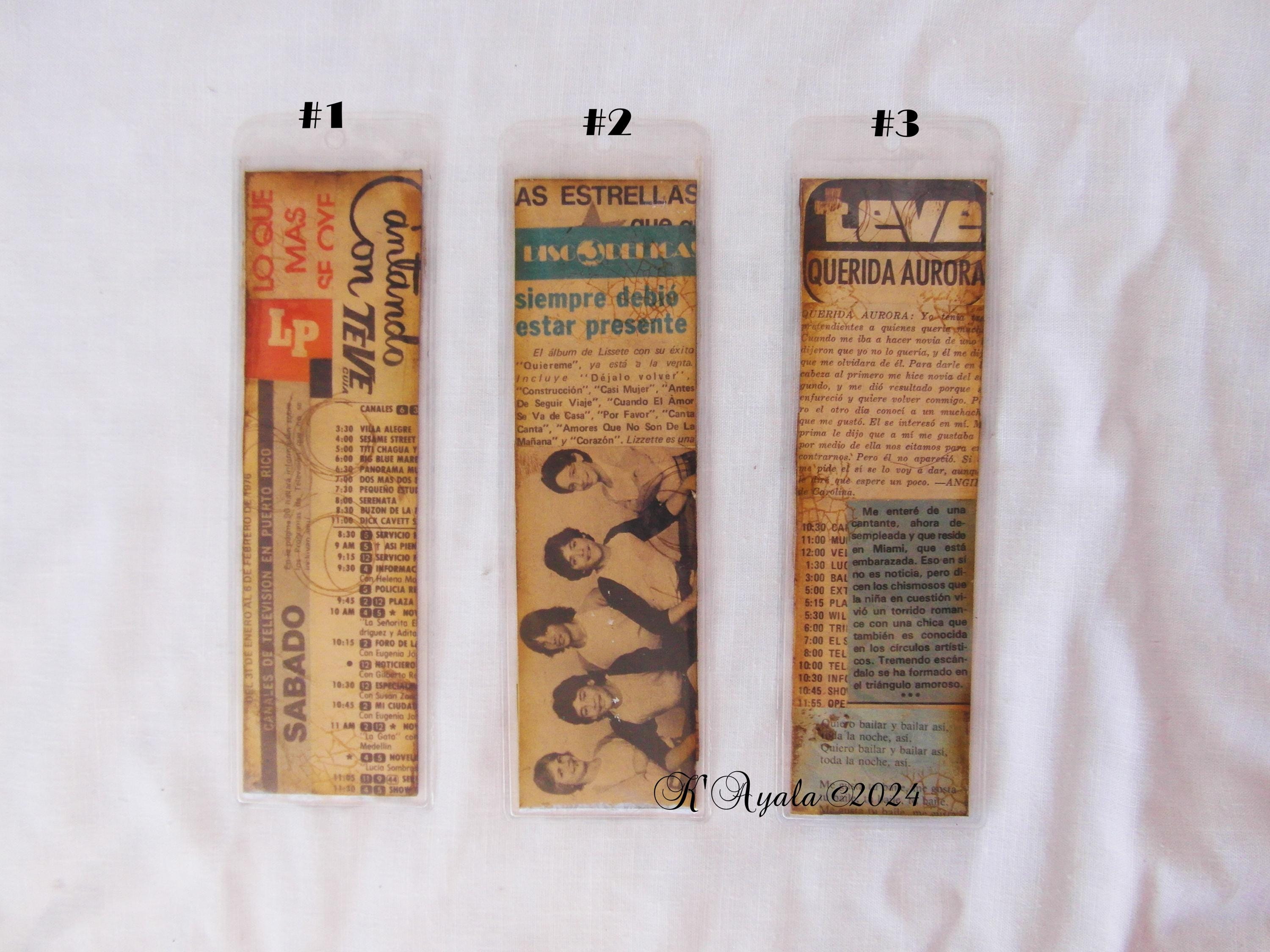 Vintage magazine handmade bookmarks, Puerto Rico