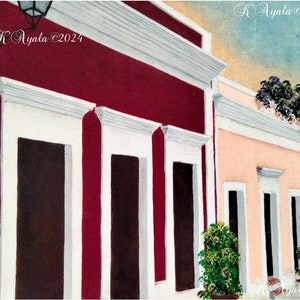 Old San Juan original acrylic painting on canvas, Puerto Rico