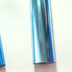 May include: Three rolls of metallic blue foil, one with a light blue hue, one with a darker blue hue, and one with a bright blue hue.