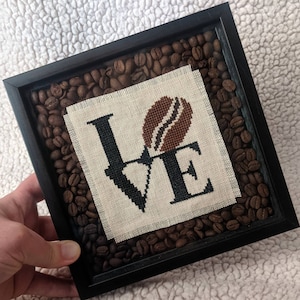 PDF Pattern - Coffee Love - Coffee Bean - Cross Stitch - Love Sign - Coffee Cross Stitch - Coffee Lover - Coffee Addict - Caffeine Junkie