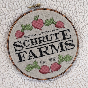PDF Pattern - Schrute Farms Cross Stitch - The Office Cross Stitch - Dwight Schrute - Fan Merch - Beet Farm - Scranton, PA -