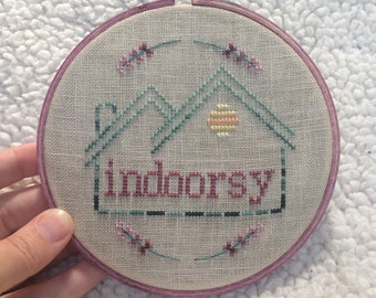 PDF Pattern - Indoorsy Cross Stitch Pattern - Homebody - Pretty Pattern - Modern Cross Stitch - Simple Funny Geometric - Inside