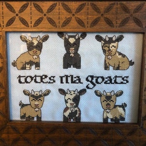 PDF Pattern - Totes Ma Goats - Farm Decor - Goat Cross Stitch Pattern - Cute Goat Cross Stitch