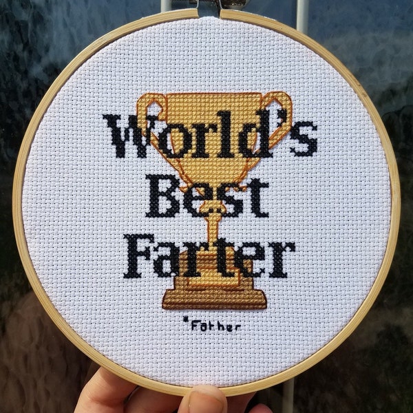 PDF Pattern - World's Best Farter - Cross Stitch Pattern - Funny Gift - Gift for Dad Man Cave Decor Small Cross Stitch