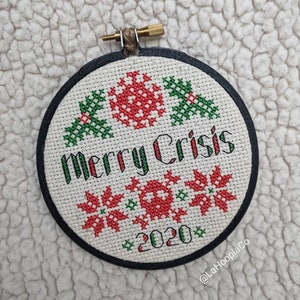 PDF Pattern - Merry Crisis Ornament - 2020 2021 Christmas Cross Stitch - Cross Stitch Gift - Christmas 2020 - Holiday Home - Handmade Gift
