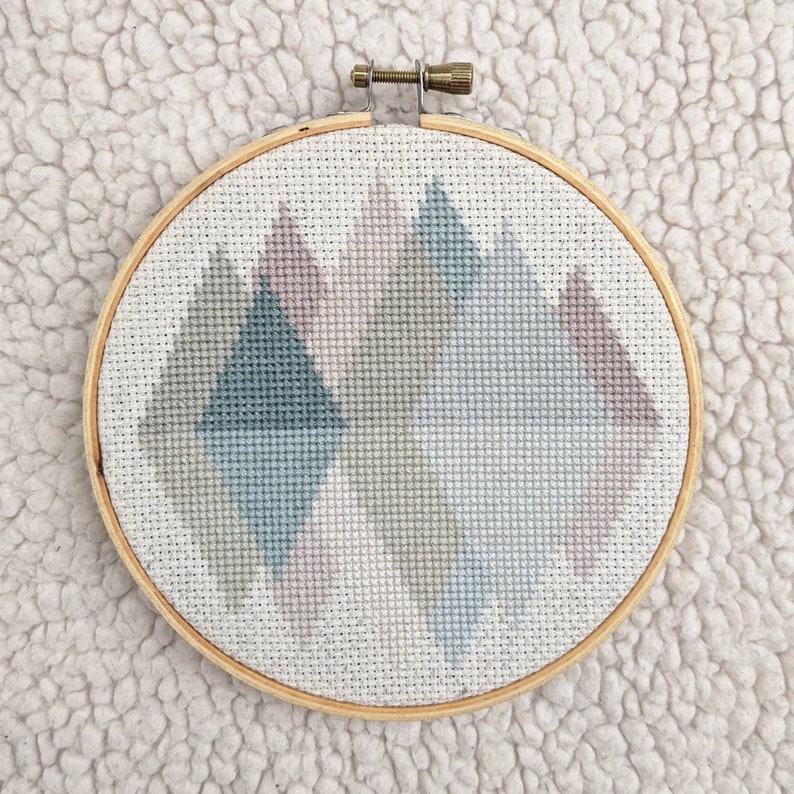 Mountains Cross Stitch Pattern Pastel Easy Cross Stitch Pretty Cross Stitch PDF Pattern Beginner Pattern Outdoorsy