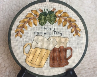 PDF Pattern - Hoppy Father's Day - Cross Stitch Pattern - Beer Gift - Gift for Brewer Dad Gift Beer Lover Man Cave Decor Small Cross Stitch