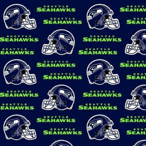 NFL Seattle Seahawks 100% cotton NFL football fabric by Fabric Traditions. Sold by the yard and 1/2 yard. CLOSEOUT