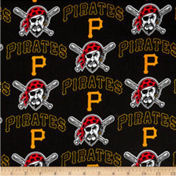 Pittsburgh Pirates MBL baseball cotton fabric. Sold by the yard and 1/2 yard CLOSEOUT