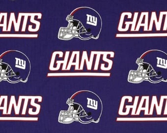 NY Giants cotton fabric. Approximately 58" wide and sold by the yard and 1/2 yard. CLOSEOUT