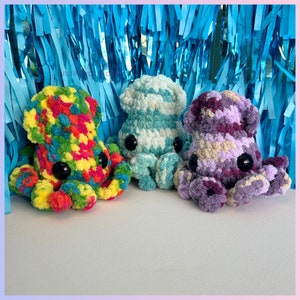 Mini Fuzzy Squid Crochet Stress Ball