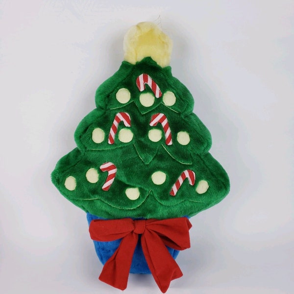 Vtg vintage Christmas Tree Flat Plush Throw Pillow candy cane Retro