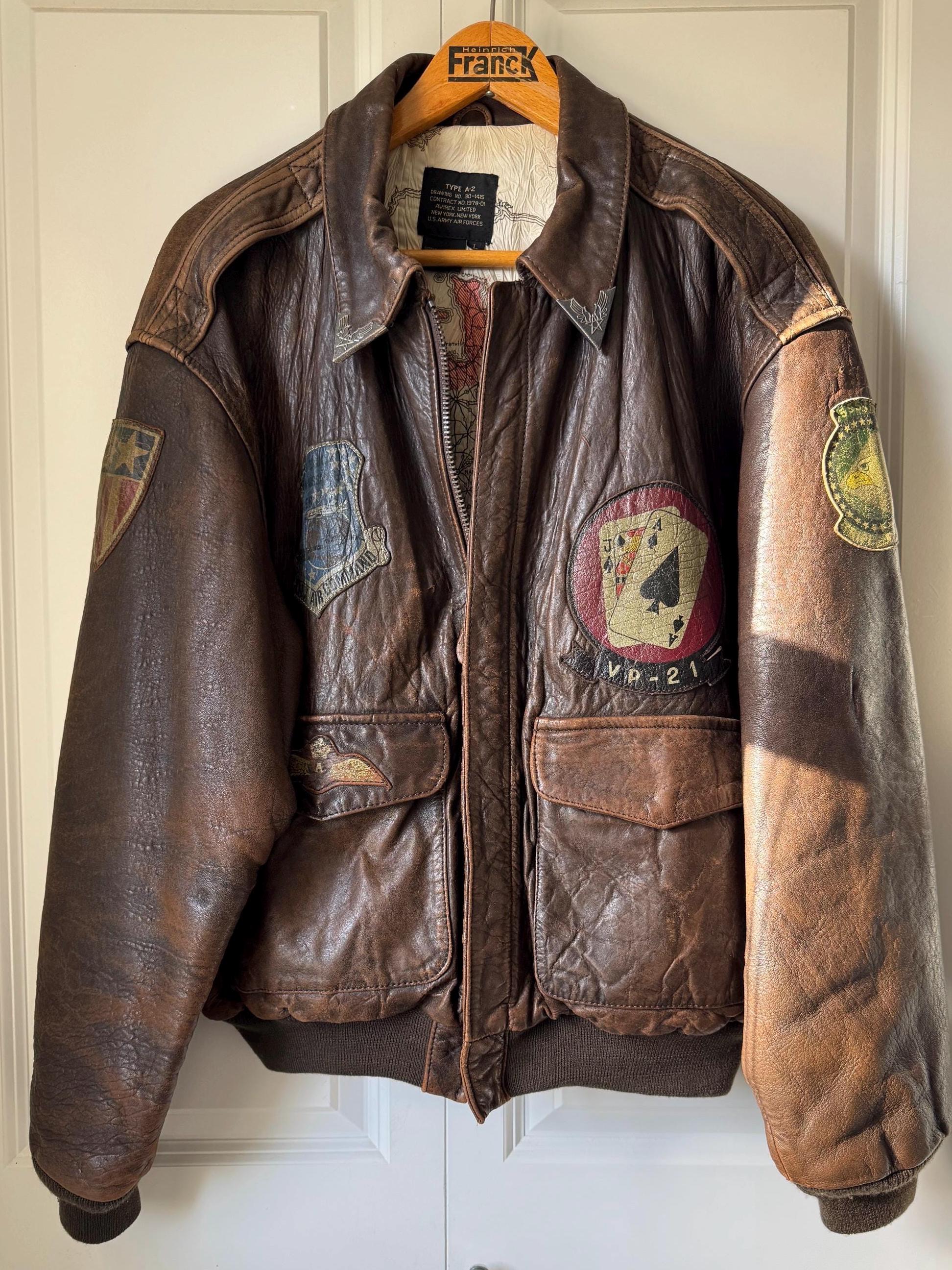 RARE Vintage 1986 Avirex Type A-2 Old Leather Flight Jacket With