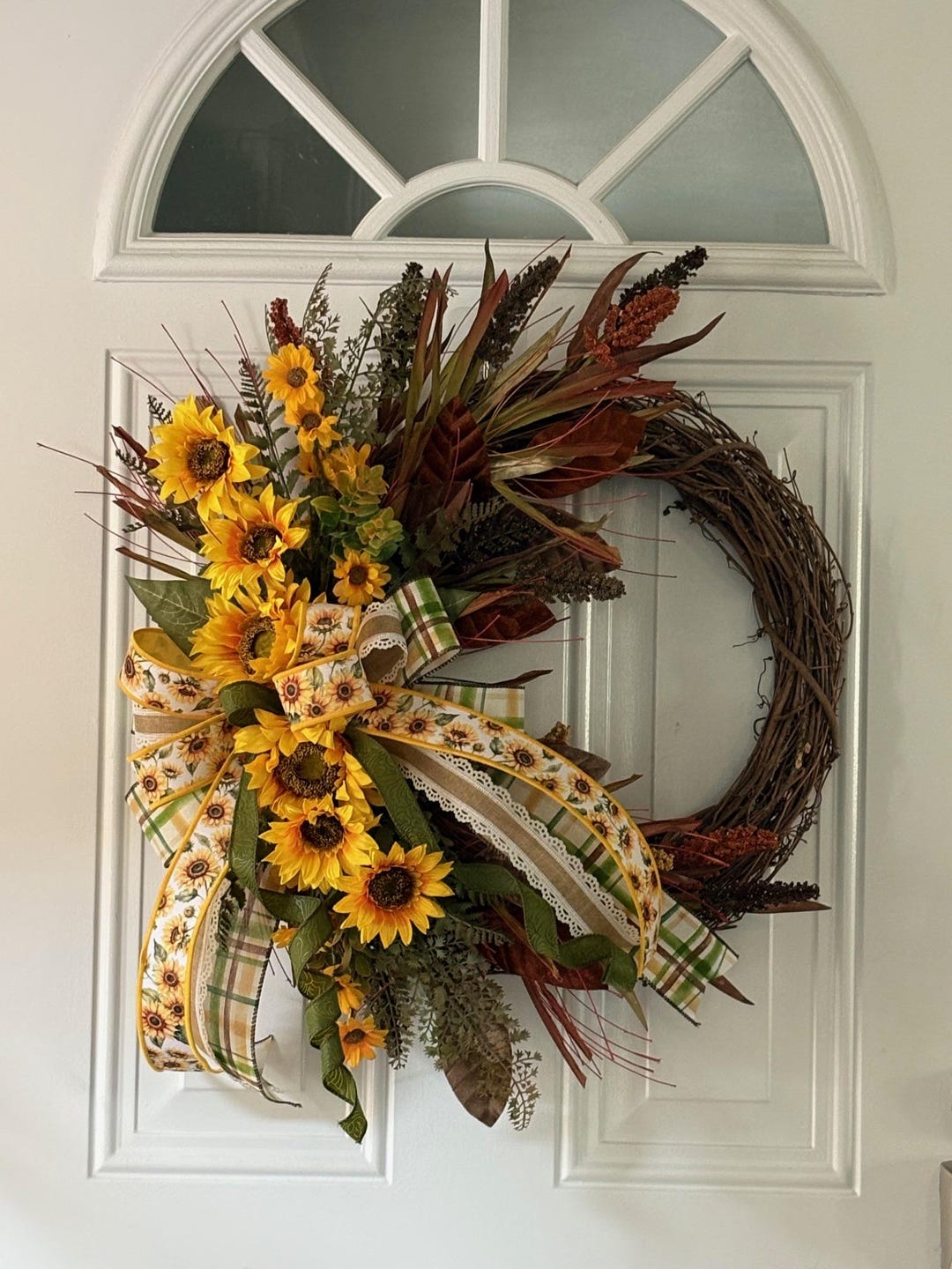 Sunflower Grapevine Wreath, Rustic Farmhouse Floral Door Decor - Etsy