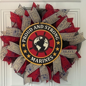 Marine-Kranz, stolzer und starker Kranz, USMC Türdekoration, Militärkranz, Vaterländischer Kranz, Kriegskranz, Rot-Weiß-Blauer Kranz, Türdekoration