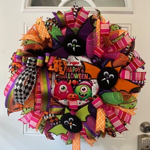Ghirlanda di mostri di Halloween, decorazione per porta d&#39;ingresso di Halloween, decorazione fatta a mano di Halloween, ghirlanda spettrale di pipistrelli e mostri
