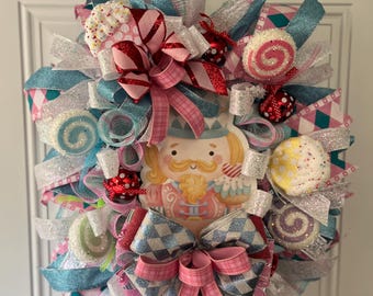 Handmade Nutcracker Christmas Wreath: Candy Land Holiday Decor