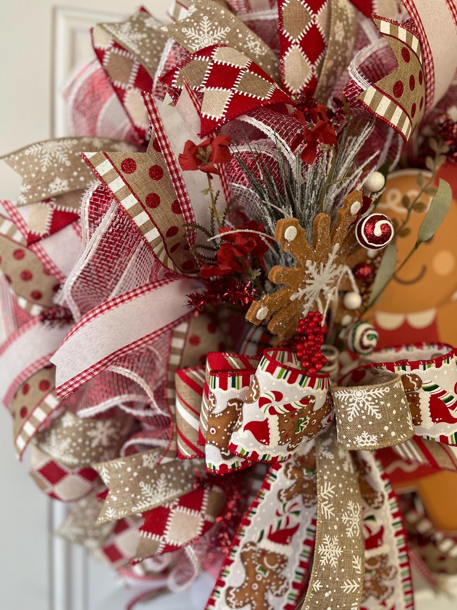 Handcrafted Gingerbread Girl Christmas Wreath - Festive Holiday Door ...